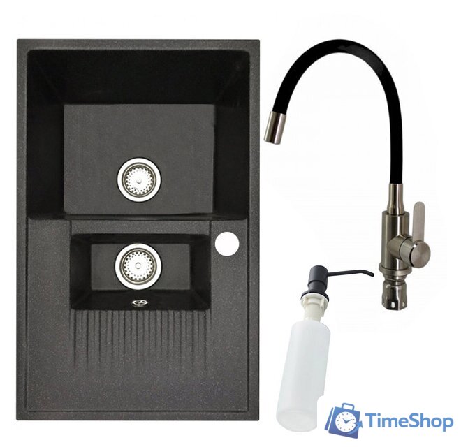 Кухонная мойка БелЭворс Forma L + смеситель W74004-2 + дозатор L405F (черный) - Изображение №1 — Интернет-магазин Time-Shop