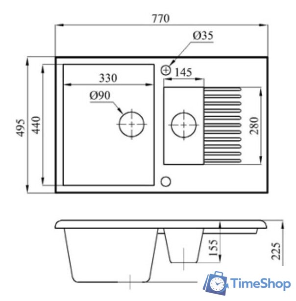 Кухонная мойка БелЭворс Forma L + смеситель W74004-2 + дозатор L405F (черный) - Изображение №9 — Интернет-магазин Time-Shop