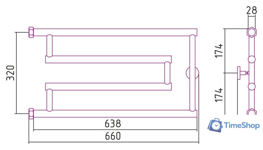 Полотенцесушитель Сунержа High-Tech model G 320x650 00-4051-3265 - Изображение №3 — Интернет-магазин Time-Shop