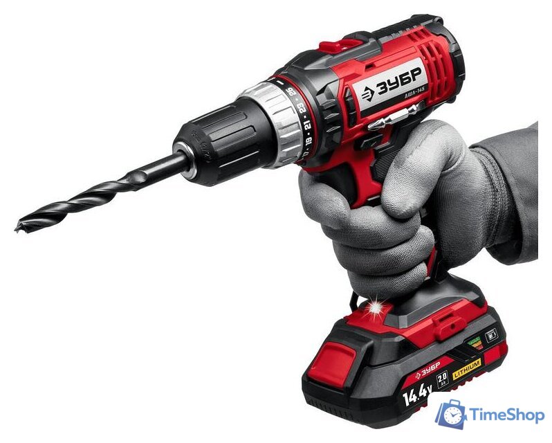 Дрель-шуруповерт Зубр Мастер ДШЛ-145-21 (с 1-м АКБ, кейс) - Изображение №5 — Интернет-магазин Time-Shop