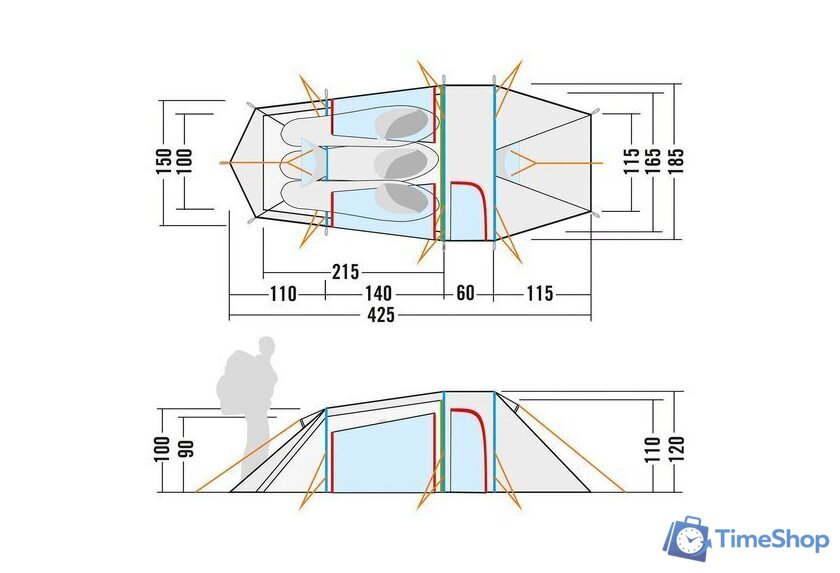 Кемпинговая палатка Tatonka Groenland 3 Vent (светло-оливковый) - Изображение №9 — Интернет-магазин Time-Shop