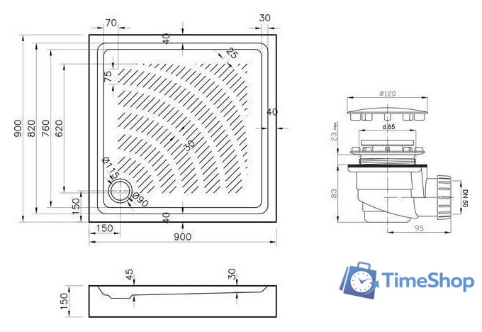 Душевой поддон Lavinia Boho Rock 3707490S 90х90 - Изображение №8 — Интернет-магазин Time-Shop