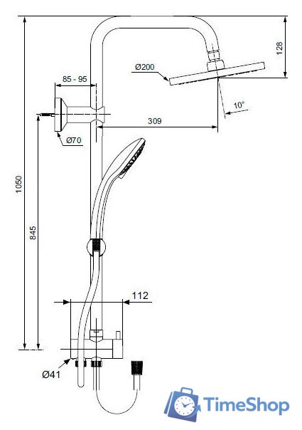 Душевая система  Ideal Standard IdealRain Eco [A6281AA] - Изображение №2 — Интернет-магазин Time-Shop