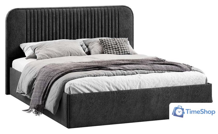 Кровать Трия Тиффани Тип 1 c ПМ и заглушиной 160x200 (микровелюр Wellmart Graphite) - Изображение №1 — Интернет-магазин Time-Shop