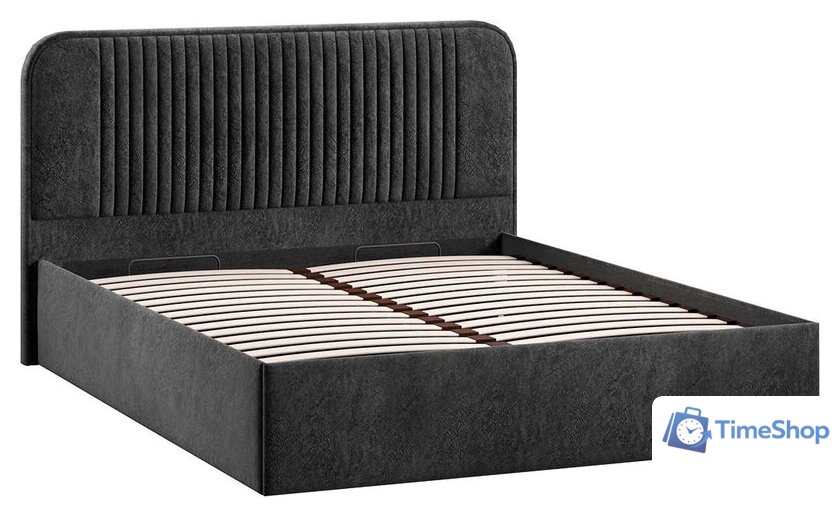 Кровать Трия Тиффани Тип 1 c ПМ и заглушиной 160x200 (микровелюр Wellmart Graphite) - Изображение №2 — Интернет-магазин Time-Shop
