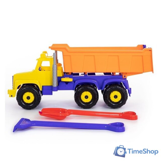 Набор Полесье Супергигант автомобиль-самосвал + лопата и грабли 5557 - Изображение №7 — Интернет-магазин Time-Shop