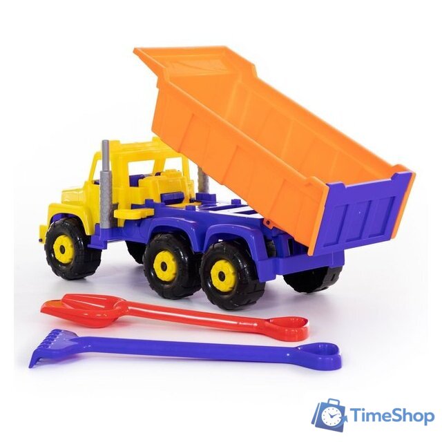 Набор Полесье Супергигант автомобиль-самосвал + лопата и грабли 5557 - Изображение №8 — Интернет-магазин Time-Shop