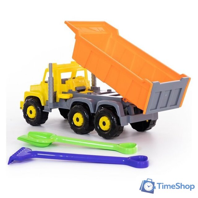 Набор Полесье Супергигант автомобиль-самосвал + лопата и грабли 5557 - Изображение №3 — Интернет-магазин Time-Shop
