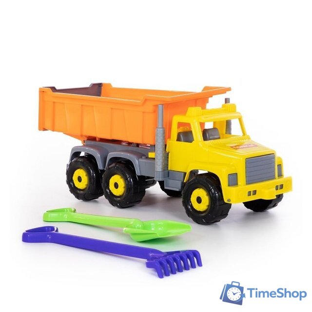 Набор Полесье Супергигант автомобиль-самосвал + лопата и грабли 5557 - Изображение №5 — Интернет-магазин Time-Shop