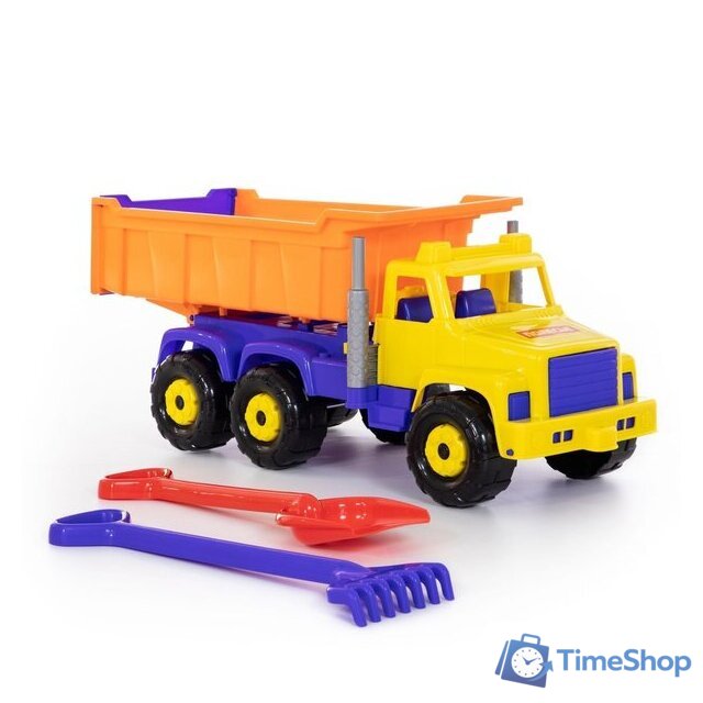 Набор Полесье Супергигант автомобиль-самосвал + лопата и грабли 5557 - Изображение №10 — Интернет-магазин Time-Shop
