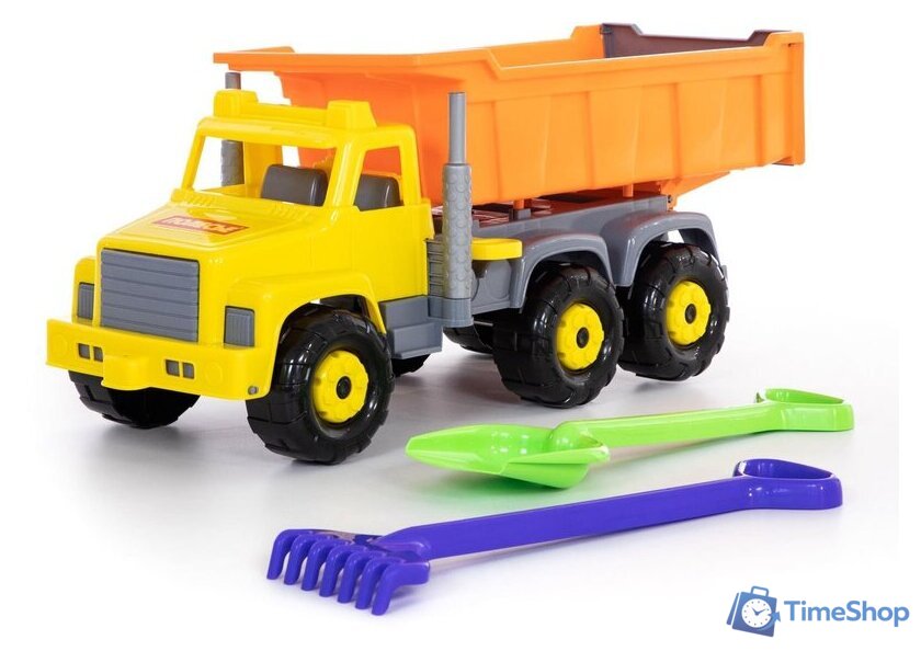Набор Полесье Супергигант автомобиль-самосвал + лопата и грабли 5557 - Изображение №1 — Интернет-магазин Time-Shop