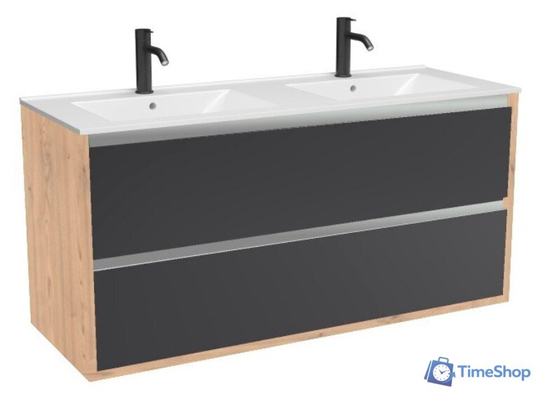  ЗОВ Тумба с умывальником Парма 120 P120LHO0MBPMC1A-OL120 (дуб/черный) - Изображение №1 — Интернет-магазин Time-Shop