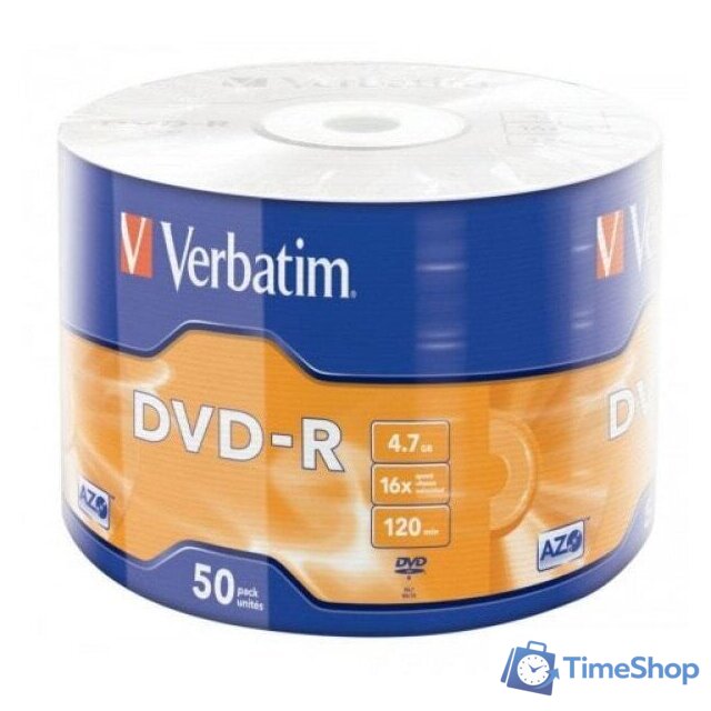 DVD-R диск Verbatim 4.7Gb 16x 43788 (50 шт.) - Изображение №1 — Интернет-магазин Time-Shop