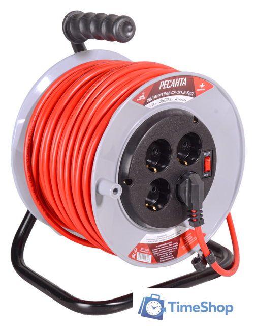 Удлинитель на катушке Ресанта СУ-3x1.5-50/2 - Изображение №1 — Интернет-магазин Time-Shop