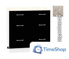 Шкаф напольный Кортекс-мебель Корнелия Лира НШ80р3ш (черный/марсель) - Изображение №1 — Интернет-магазин Time-Shop