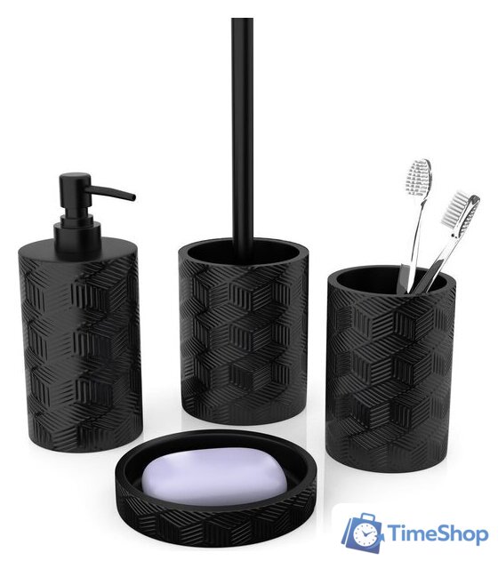 Аксессуары для ванной и туалета FORA Delicate Black (4 предмета) - Изображение №1 — Интернет-магазин Time-Shop