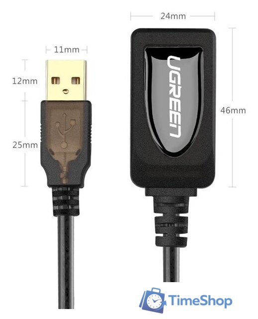 Удлинитель Ugreen US121 10323 USB Type-A - USB Type-A (15 м, черный) - Изображение №2 — Интернет-магазин Time-Shop
