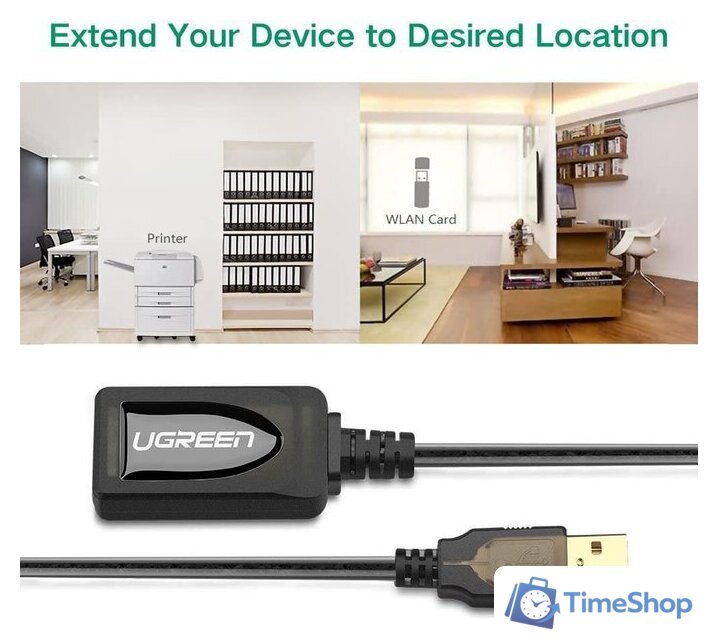 Удлинитель Ugreen US121 10323 USB Type-A - USB Type-A (15 м, черный) - Изображение №7 — Интернет-магазин Time-Shop