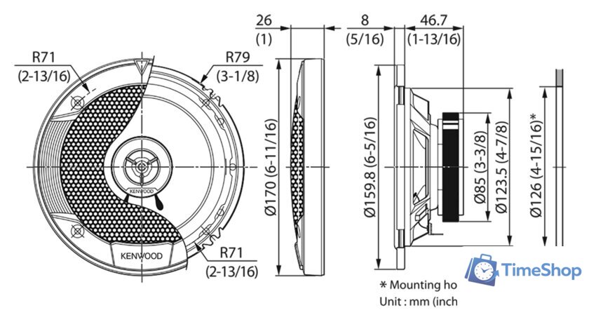 Коаксиальная АС Kenwood KFC-S1676EX - Изображение №2 — Интернет-магазин Time-Shop