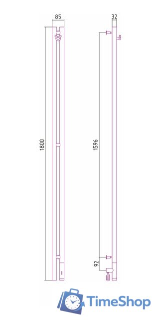 Полотенцесушитель Сунержа Нюанс 3.0 1800 правый 00-5843-1853 - Изображение №4 — Интернет-магазин Time-Shop
