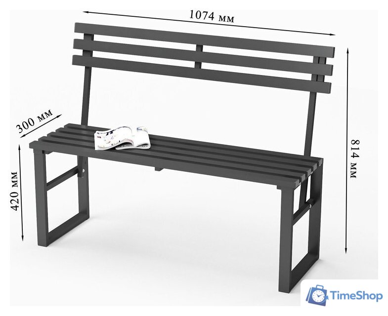 Скамейка Sundays Relax СКМС-1 со спинкой (черный) - Изображение №10 — Интернет-магазин Time-Shop