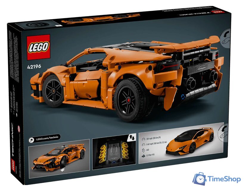 Конструктор LEGO Technic 42196 Lamborghini Huracan Tecnica Orange - Изображение №8 — Интернет-магазин Time-Shop