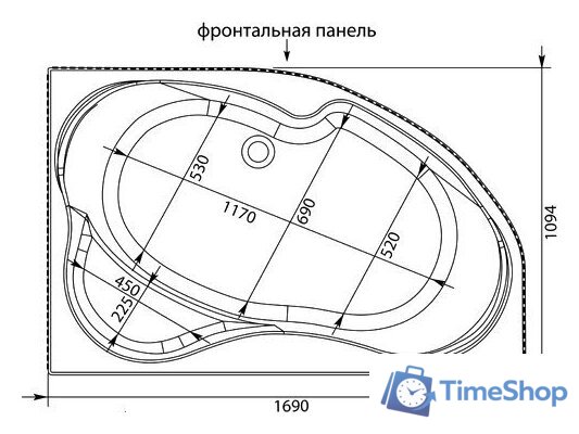 Ванна Aquanet Capri 170x110 R (с каркасом) - Изображение №5 — Интернет-магазин Time-Shop