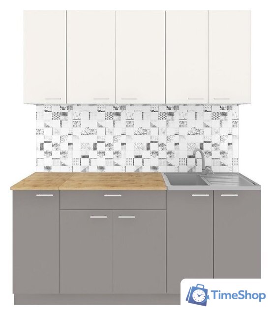 Готовая кухня Агута Альфа 1.7 (глиняный серый/сатин/дуб бунратти) - Изображение №1 — Интернет-магазин Time-Shop