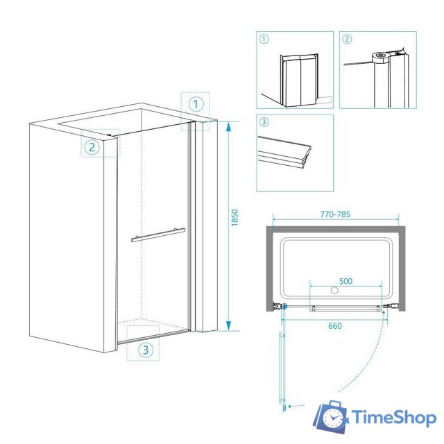 Душевая дверь RGW PA-03 41080308-11 80 (хром/прозрачное стекло) - Изображение №2 — Интернет-магазин Time-Shop