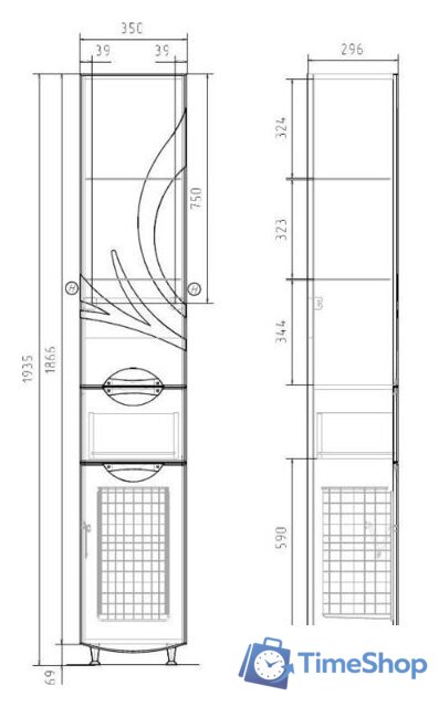  Volna Шкаф-пенал Adel 35 c корзиной - Изображение №7 — Интернет-магазин Time-Shop