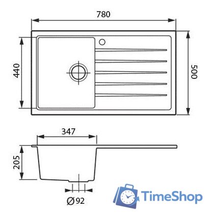 Кухонная мойка Longran Classic CLS780.500 (terra/38) - Изображение №3 — Интернет-магазин Time-Shop