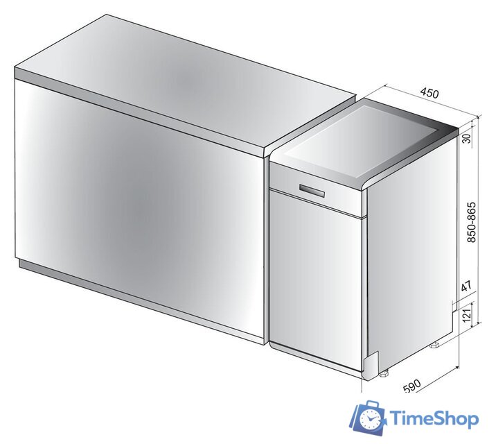 Отдельностоящая посудомоечная машина Indesit DSFO 3T224 C S - Изображение №2 — Интернет-магазин Time-Shop