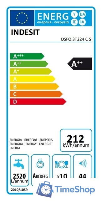 Отдельностоящая посудомоечная машина Indesit DSFO 3T224 C S - Изображение №7 — Интернет-магазин Time-Shop