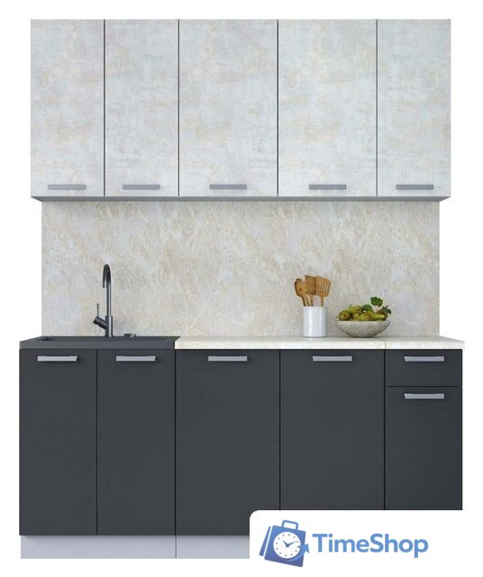 Готовая кухня Интерлиния Мила Лайт 1.7-60 (бетон лайт/антрацит/опал светлый) - Изображение №1 — Интернет-магазин Time-Shop
