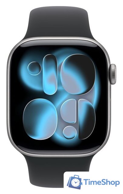 Умные часы Apple Watch Series 11 42 мм (алюминиевый корпус, космический серый/черный, спортивный силиконовый ремешок M/L) - Изображение №2 — Интернет-магазин Time-Shop