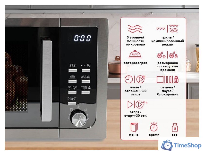 Микроволновая печь Oursson MD2306FDB/SL - Изображение №5 — Интернет-магазин Time-Shop