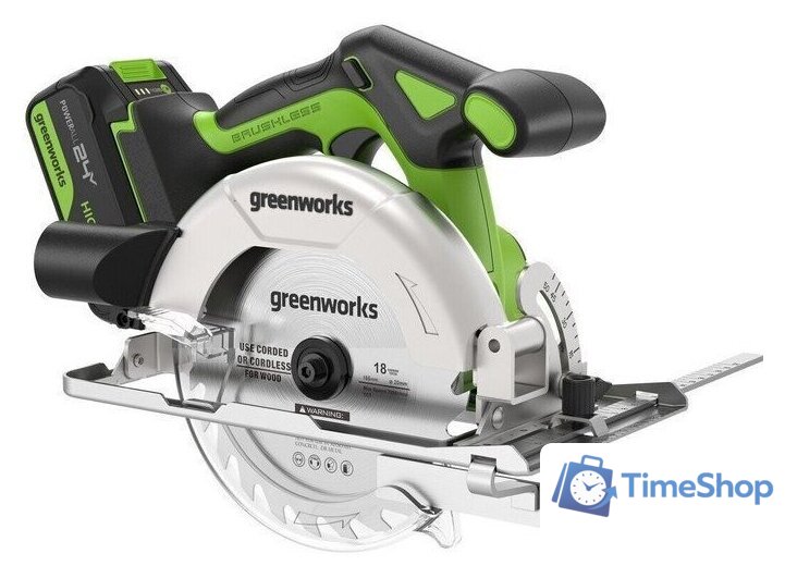 Дисковая (циркулярная) пила Greenworks GD24CS165 1501607CUG (с 1-им АКБ) - Изображение №2 — Интернет-магазин Time-Shop