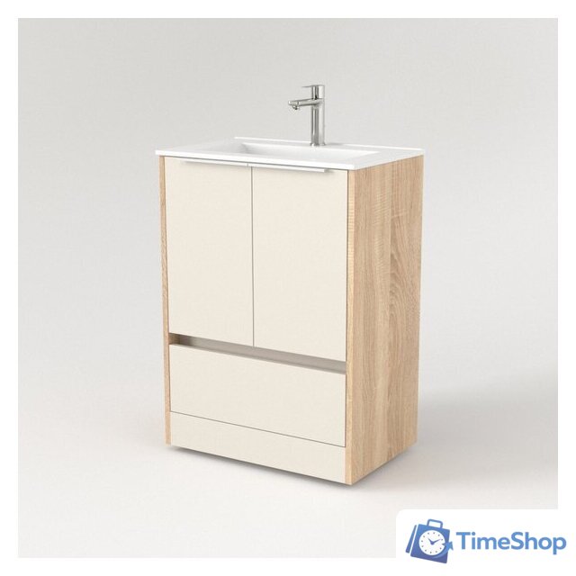  Дабер Тумба под умывальник 017 60 Т17.6.0.18Б (бежевый/дуб бардолино/ручка белая) - Изображение №2 — Интернет-магазин Time-Shop