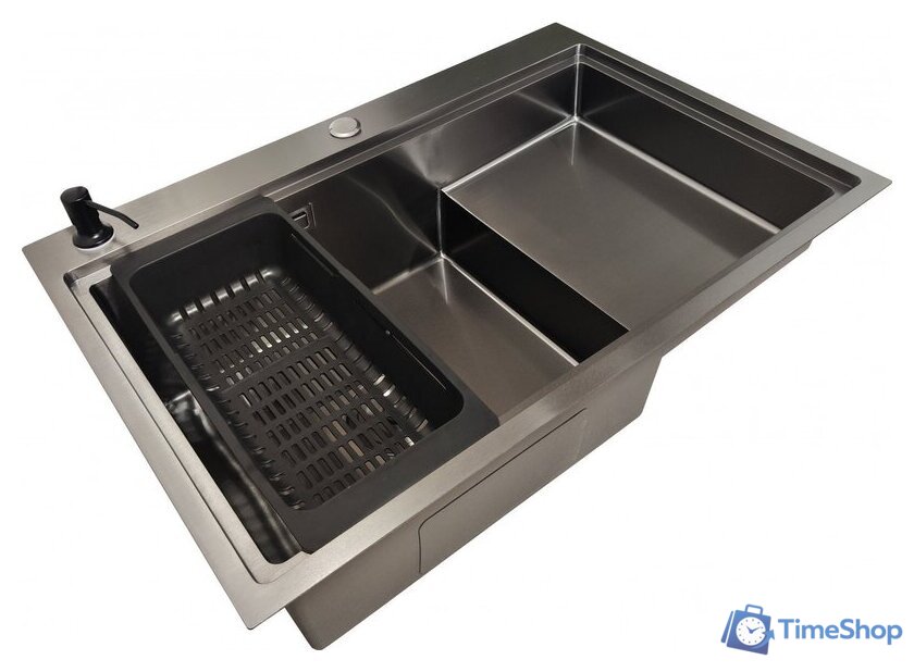 Кухонная мойка Stellar S6550NB-TU-L (нано черный, с доской) - Изображение №4 — Интернет-магазин Time-Shop
