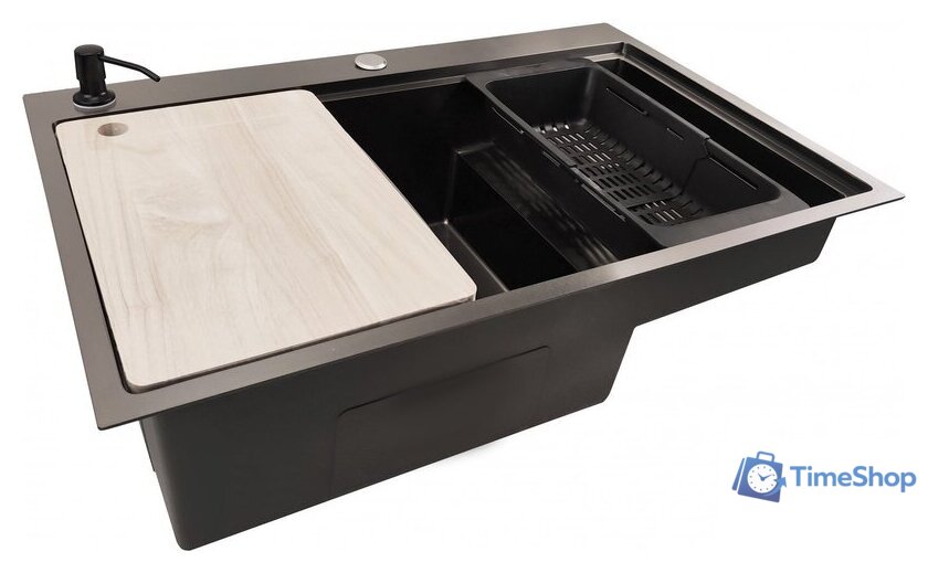 Кухонная мойка Stellar S6550NB-TU-L (нано черный, с доской) - Изображение №2 — Интернет-магазин Time-Shop