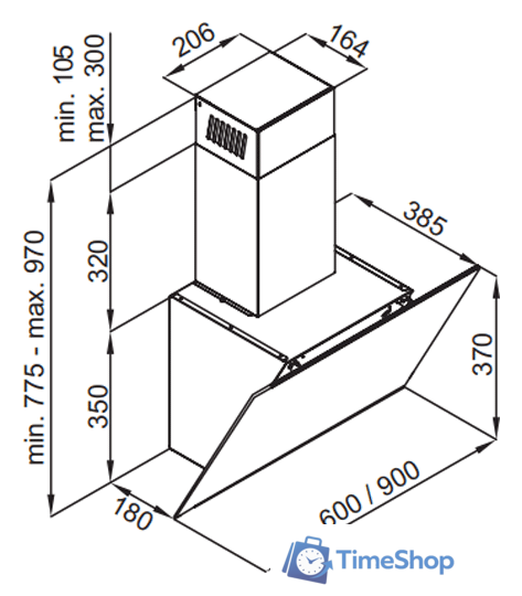Кухонная вытяжка MAUNFELD Aurora 90 (черный матовый) - Изображение №3 — Интернет-магазин Time-Shop
