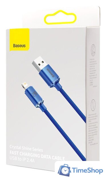 Кабель Baseus Crystal Shine USB Type-A - Lightning (2 м, синий) - Изображение №1 — Интернет-магазин Time-Shop