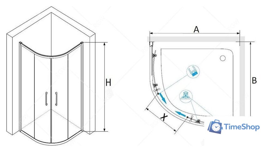 Душевой уголок RGW PA-51B 02085188-14 80x80 (черный/прозрачное стекло) - Изображение №2 — Интернет-магазин Time-Shop