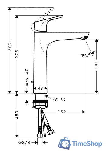 Смеситель Hansgrohe Focus E2 31608000 - Изображение №2 — Интернет-магазин Time-Shop