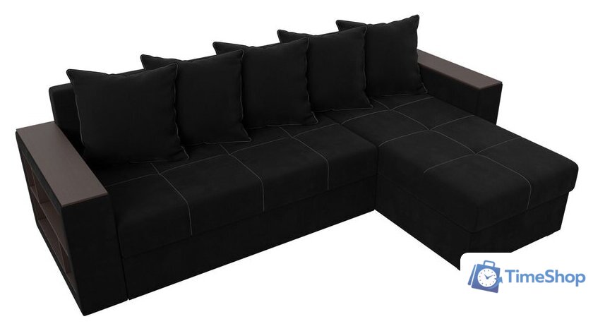 Угловой диван Лига диванов Дубай лайт правый 114170 (микровельвет черный) - Изображение №4 — Интернет-магазин Time-Shop