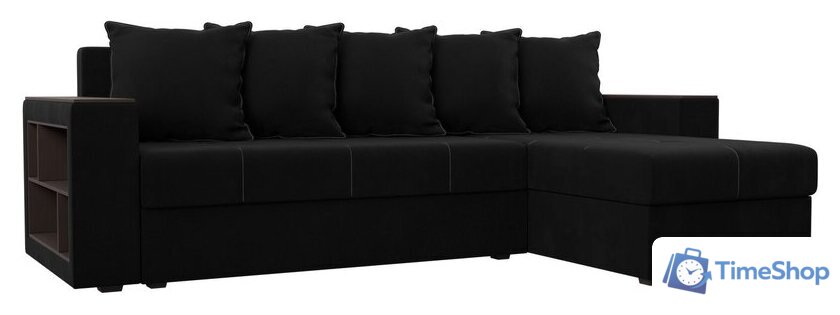 Угловой диван Лига диванов Дубай лайт правый 114170 (микровельвет черный) - Изображение №1 — Интернет-магазин Time-Shop