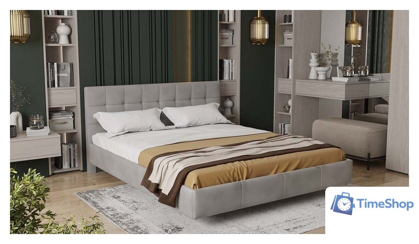 Кровать Трия Эмма Тип 1 140x200 (велюр Confetti Smoke) - Изображение №4 — Интернет-магазин Time-Shop