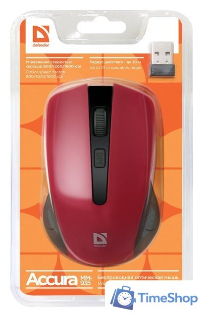 Мышь Defender Accura MM-935 (красный) - Изображение №4 — Интернет-магазин Time-Shop