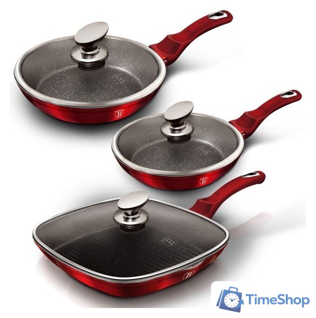 Набор сковород Berlinger Haus Burgundy Metallic Line BH-6189 - Изображение №1 — Интернет-магазин Time-Shop