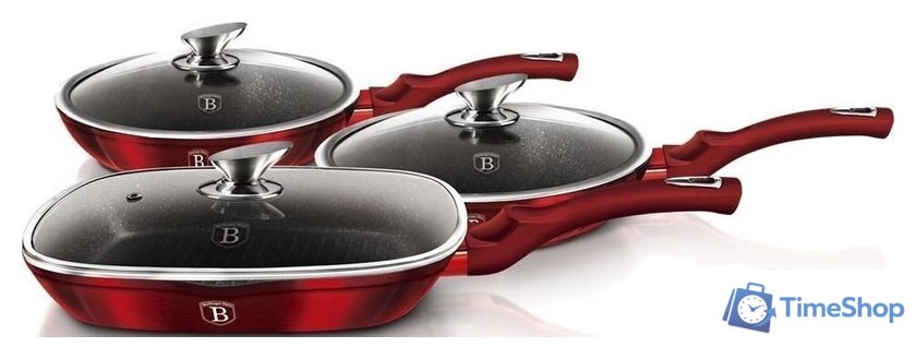 Набор сковород Berlinger Haus Burgundy Metallic Line BH-6189 - Изображение №3 — Интернет-магазин Time-Shop